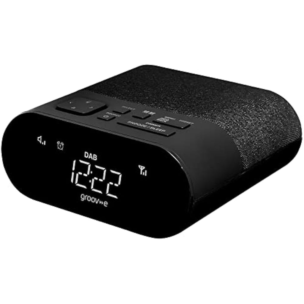 Groov-e Roma DAB/FM Clock Radio – Digital Alarm Clock with USB Charging