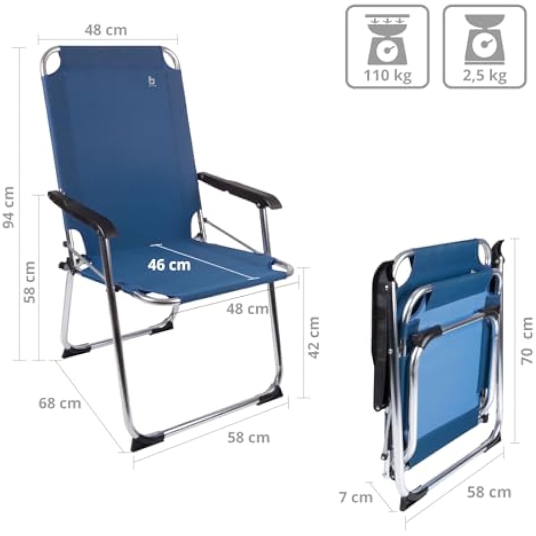 Bo-Camp Copa Rio Comfort Folding Chair – Aluminum & 600D Polyester