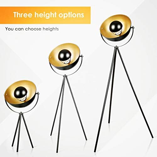 Osasy Retro Tripod Floor Lamp – Vintage Black & Gold Metal Studio Light