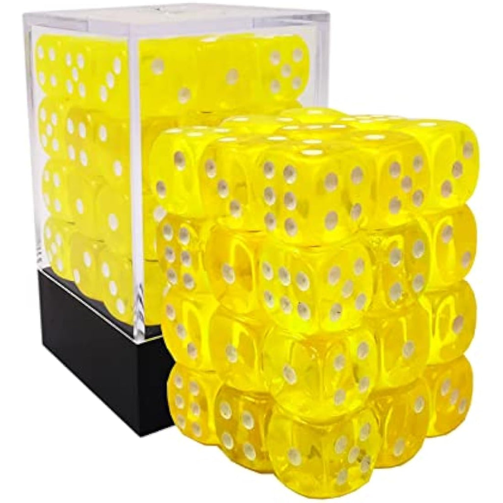 Bescon 12mm D6 Dice Set - 36 Translucent Yellow Six Sided Dice with Box
