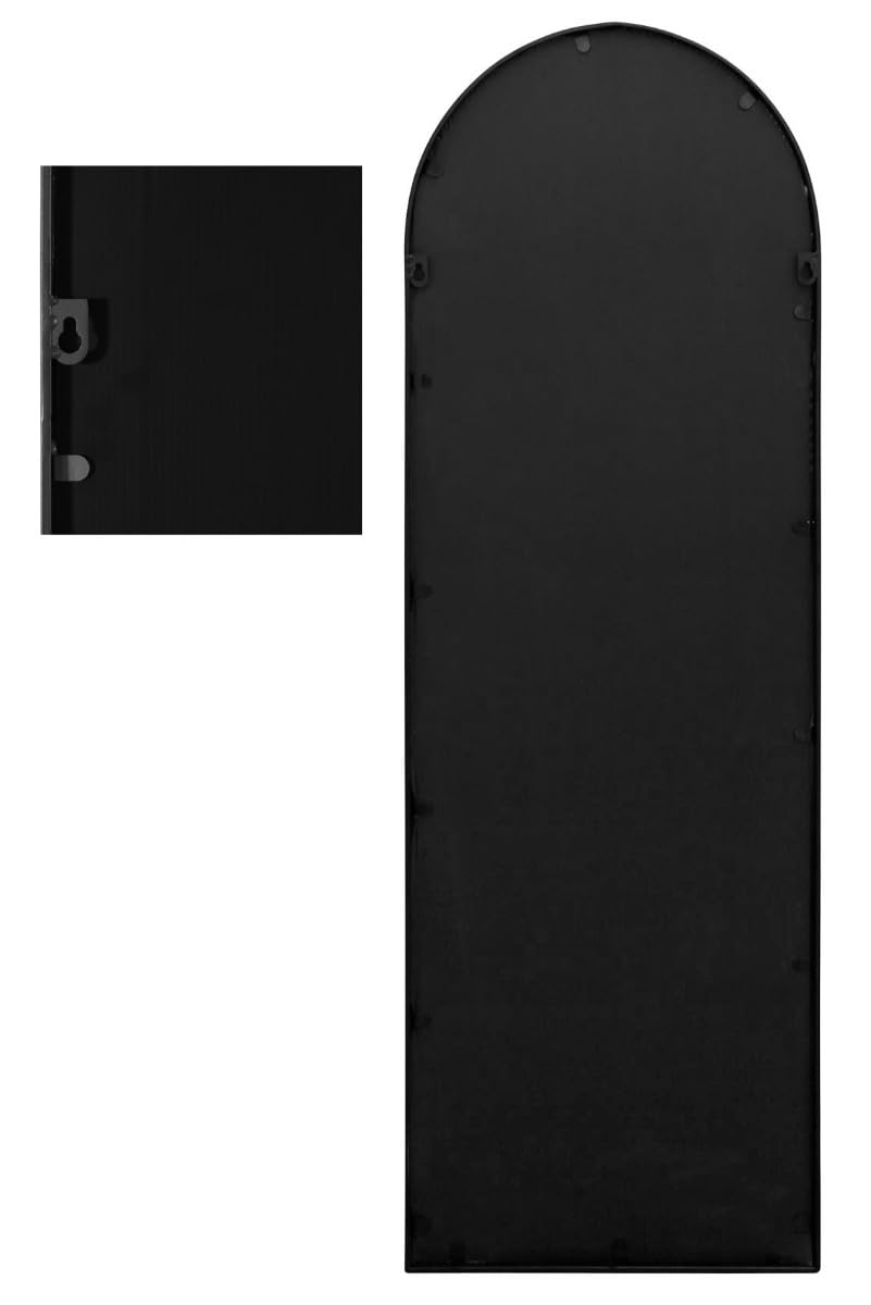 MirrorOutlet Arcus Black Metal Arched Wall Mirror - 47" x 16"
