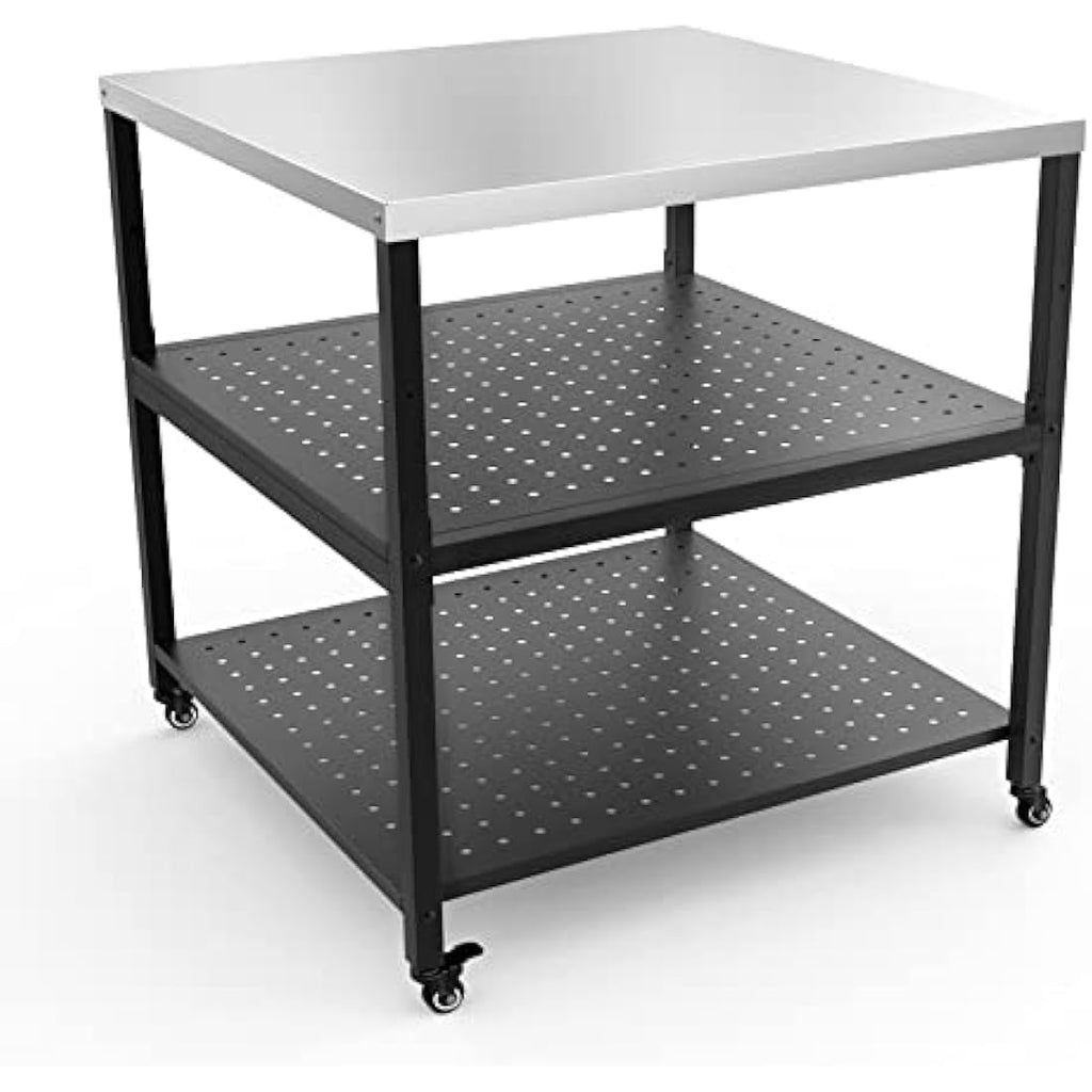 Heavy Duty Pizza Oven Stand | Stainless Steel Table with Wheels