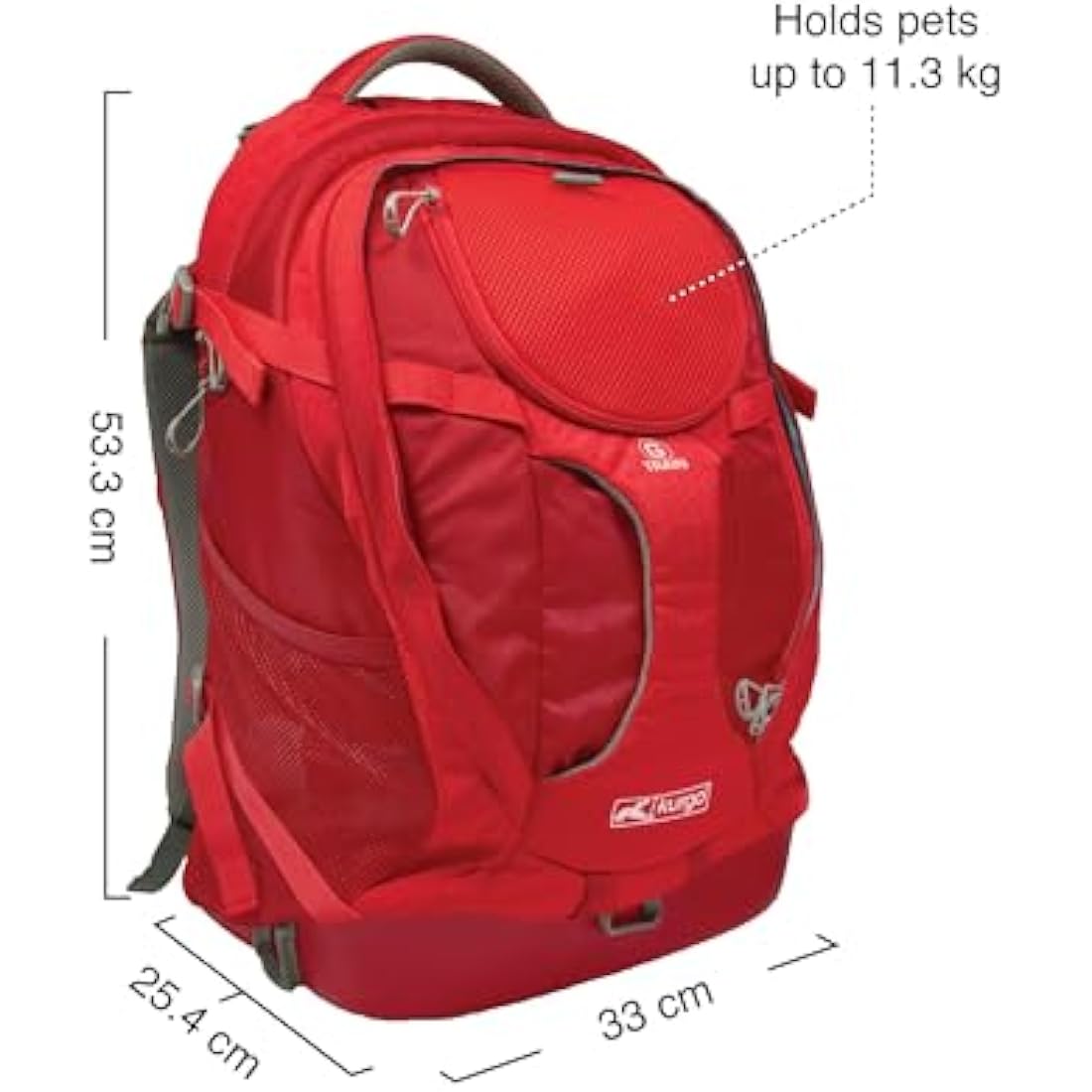 Kurgo G-Train Dog Carrier Backpack - Waterproof Hiking Pack in Chili Red