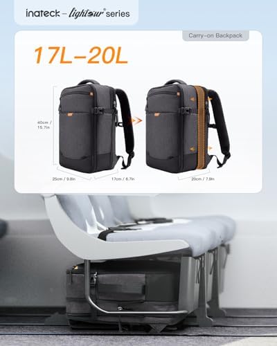 Inateck Expandable Travel Backpack | 46L Large Cabin Hand Luggage
