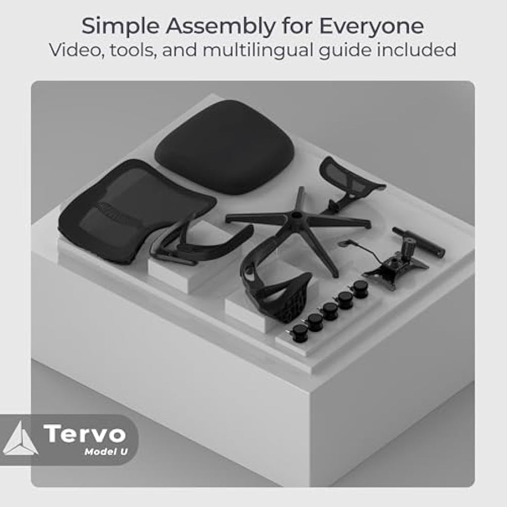 Tervo Model U – Foldable Ergonomic Mesh Office Chair with Flip-Up Arms