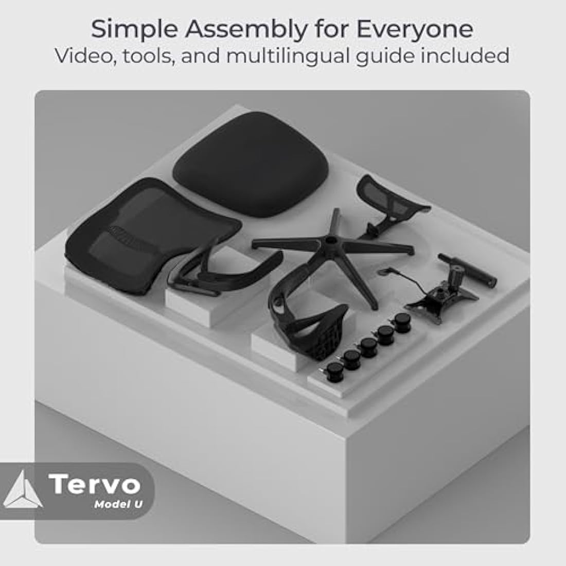 Tervo Model U – Foldable Ergonomic Mesh Office Chair with Flip-Up Arms