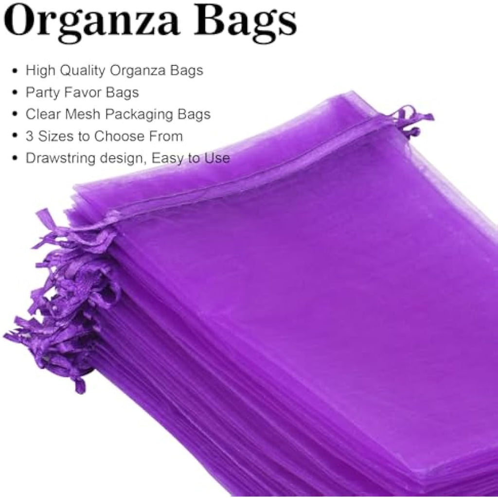 G2PLUS Purple Organza Gift Bags – 100 PCS Large Mesh Jewelry Pouches