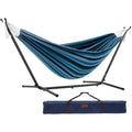 Vivere Double Cotton Hammock with Steel Stand - Blue Lagoon