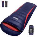 QEZER Down Sleeping Bag | Lightweight 4-Season Rectangular Nylon Bag