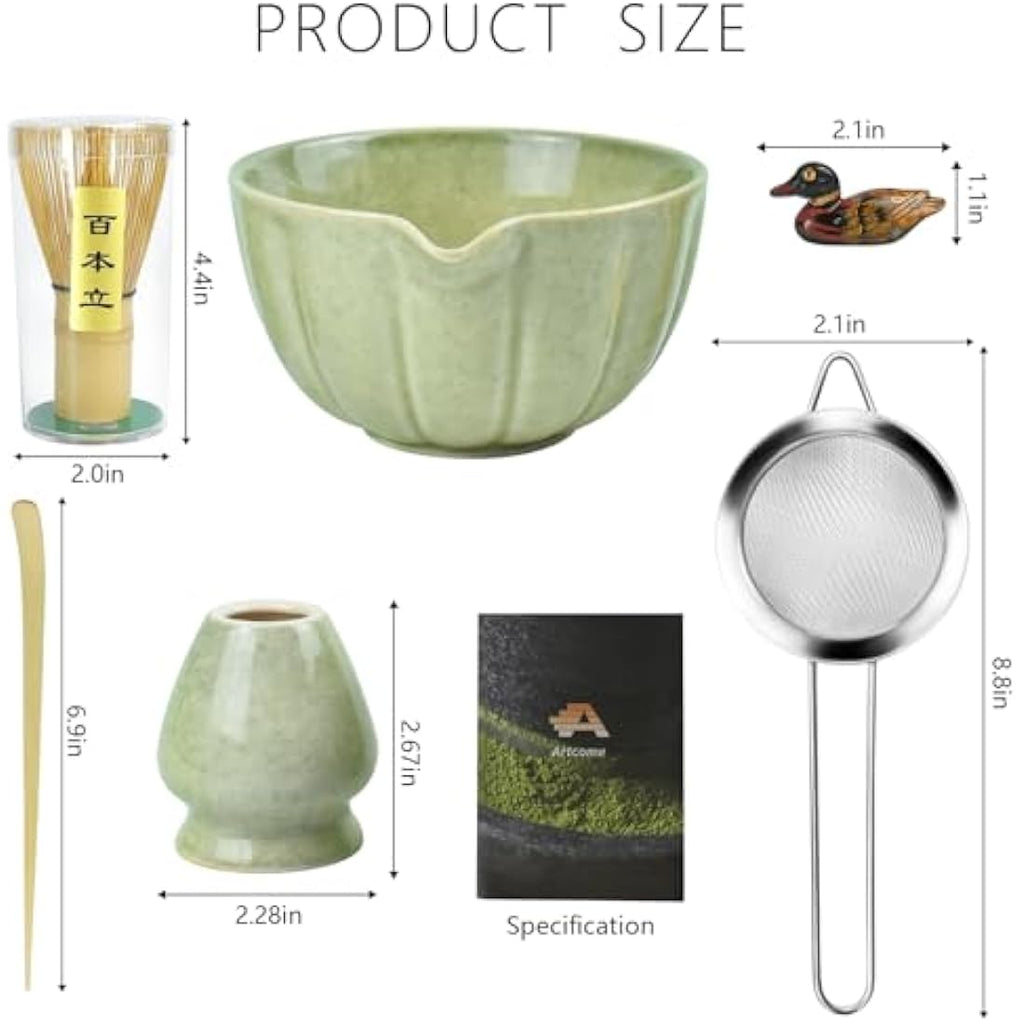 Artcome 6-Piece Japanese Matcha Tea Set with Spout Bowl and Whisk