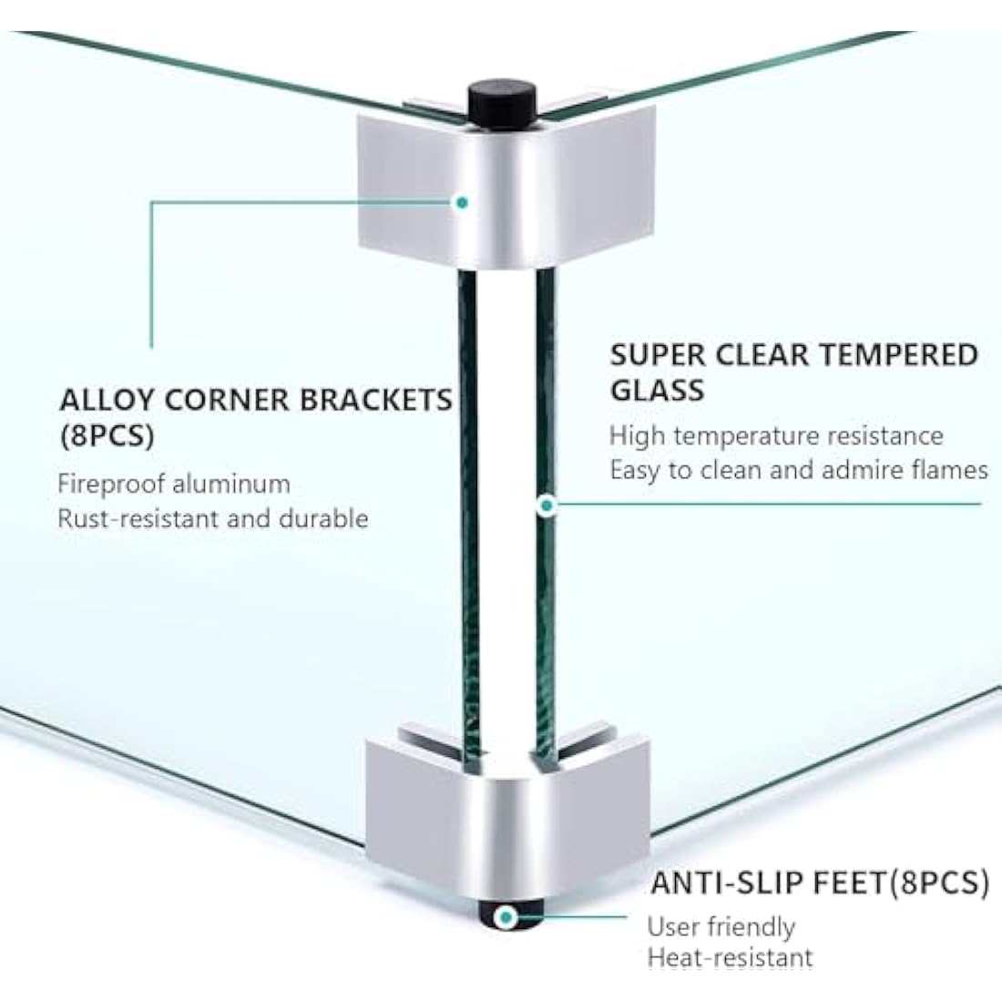 MESIDA Fire Pit Glass Wind Guard – 31x12x6 Tempered Glass Flame Shield