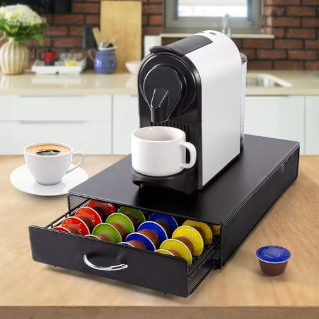 Coffee Pod Holder – 40 Capsule Metal Storage Drawer for Dolce Gusto