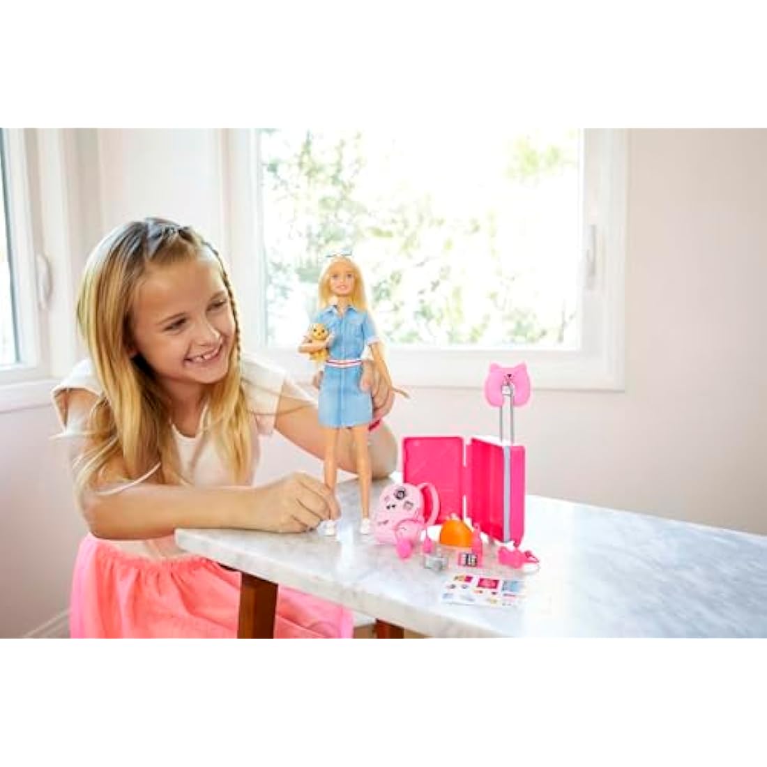 Barbie Travel Doll – Blonde Doll with Suitcase and 10+ Accessories