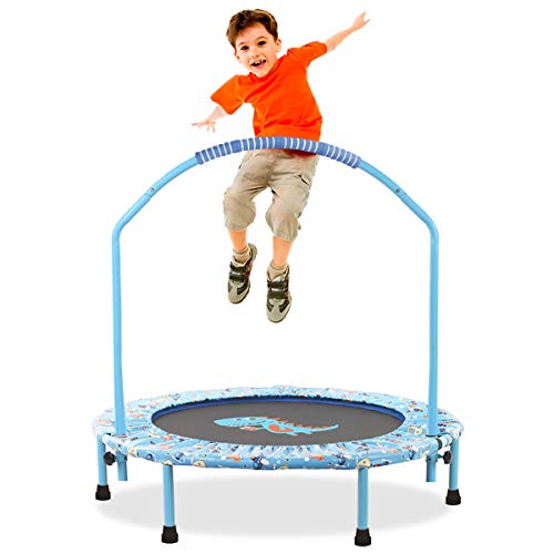 38" Kids Mini Trampoline | Foldable Rebounder with Handrail