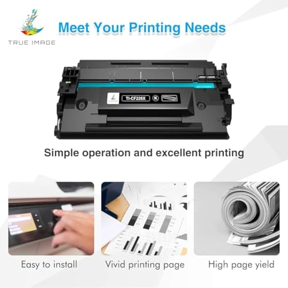 True Image HP 26X CF226X Compatible High-Yield Black Toner, 2-Pack