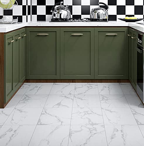 Jolof Store Grey White Marble Peel and Stick Vinyl Floor Tiles - 4 Pack