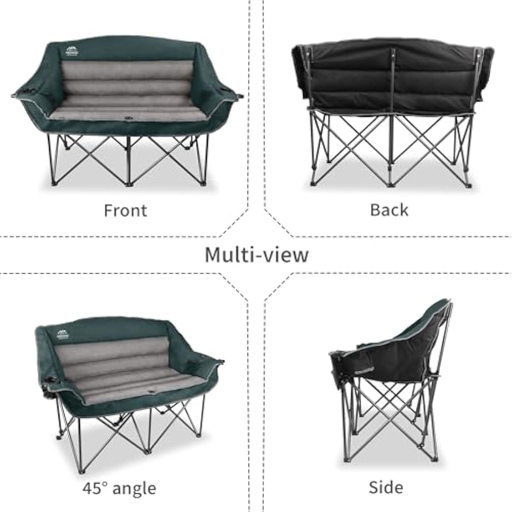 LANMOUNTAIN Double Camping Chair – Heavy Duty Padded Folding Loveseat
