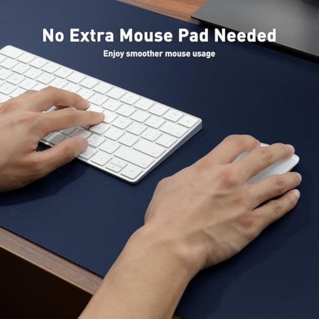 Jolof Store PU Leather Desk Pad – 80x40cm Non-Slip Mouse Mat, Dark Blue