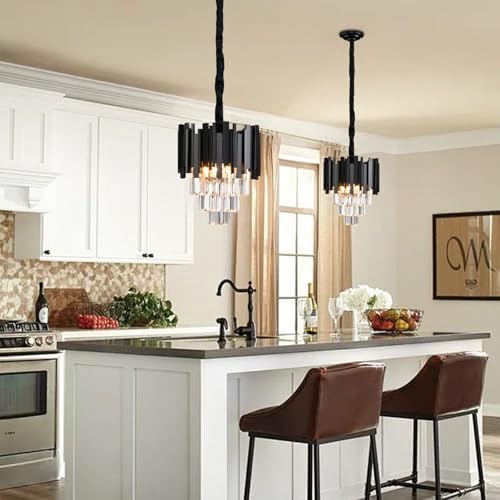 Jolof Store Modern K9 Crystal Chandelier – Black Round Ceiling Light