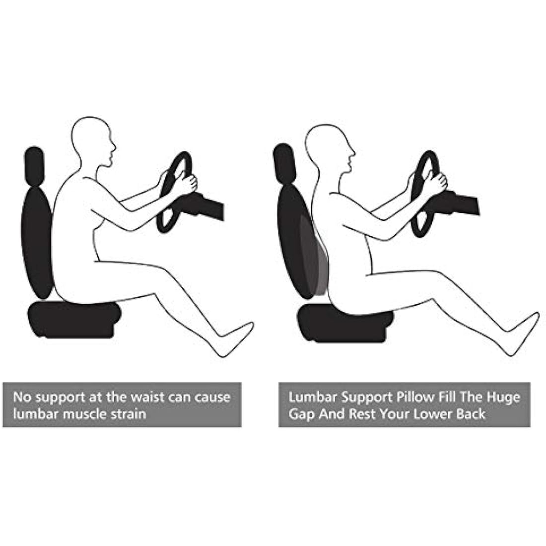 KOYOSO Lumbar Support Cushion | Memory Foam Leather Back Pillow for Car