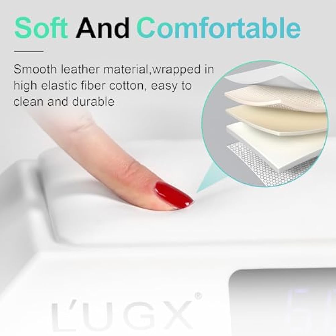 L'UGX 72W UV LED Nail Lamp with Arm Rest Pillow and Retractable Tray