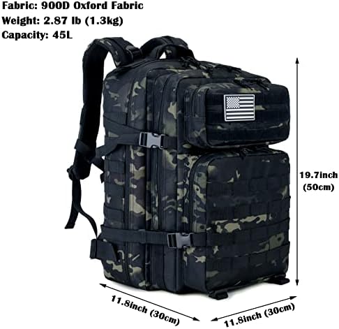 Military Tactical Backpack | 45L Molle Army Rucksack