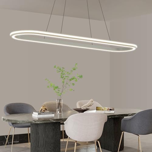 Modern LED Oval Pendant Light | Dimmable Kitchen Island Chandelier