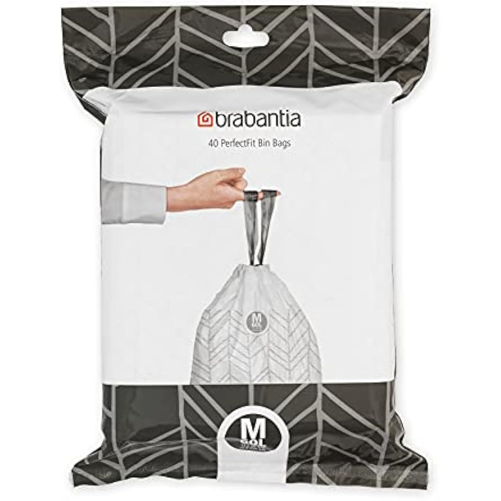Brabantia PerfectFit Bin Liners Size M 60L - 40 White Trash Bags