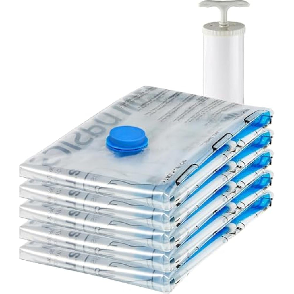 Vacuum Compression Storage Bags with Pump, 5-Pack, Large
