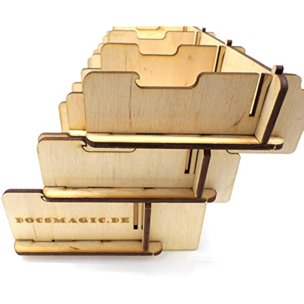 docsmagic.de Plywood Mini Card Holder | 18-Compartment 1500+ Storage