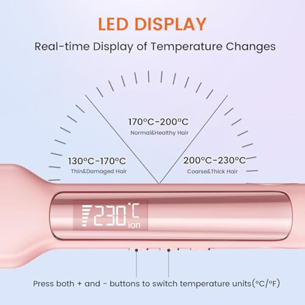 Faszin Titanium Hair Straightener | 42mm Wide Plate Ionic Flat Iron - Pink