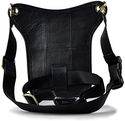 Jolof Store Leather Drop Leg Bag – Motorcycle Waist Pack for Hiking, Black