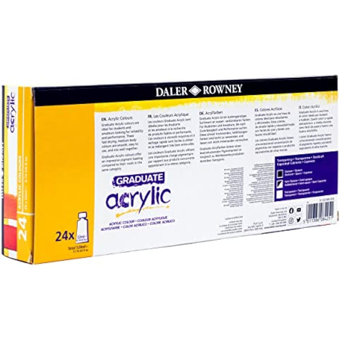 Daler-Rowney Graduate Acrylic Paint Set - 24 Assorted Colors (22ml)