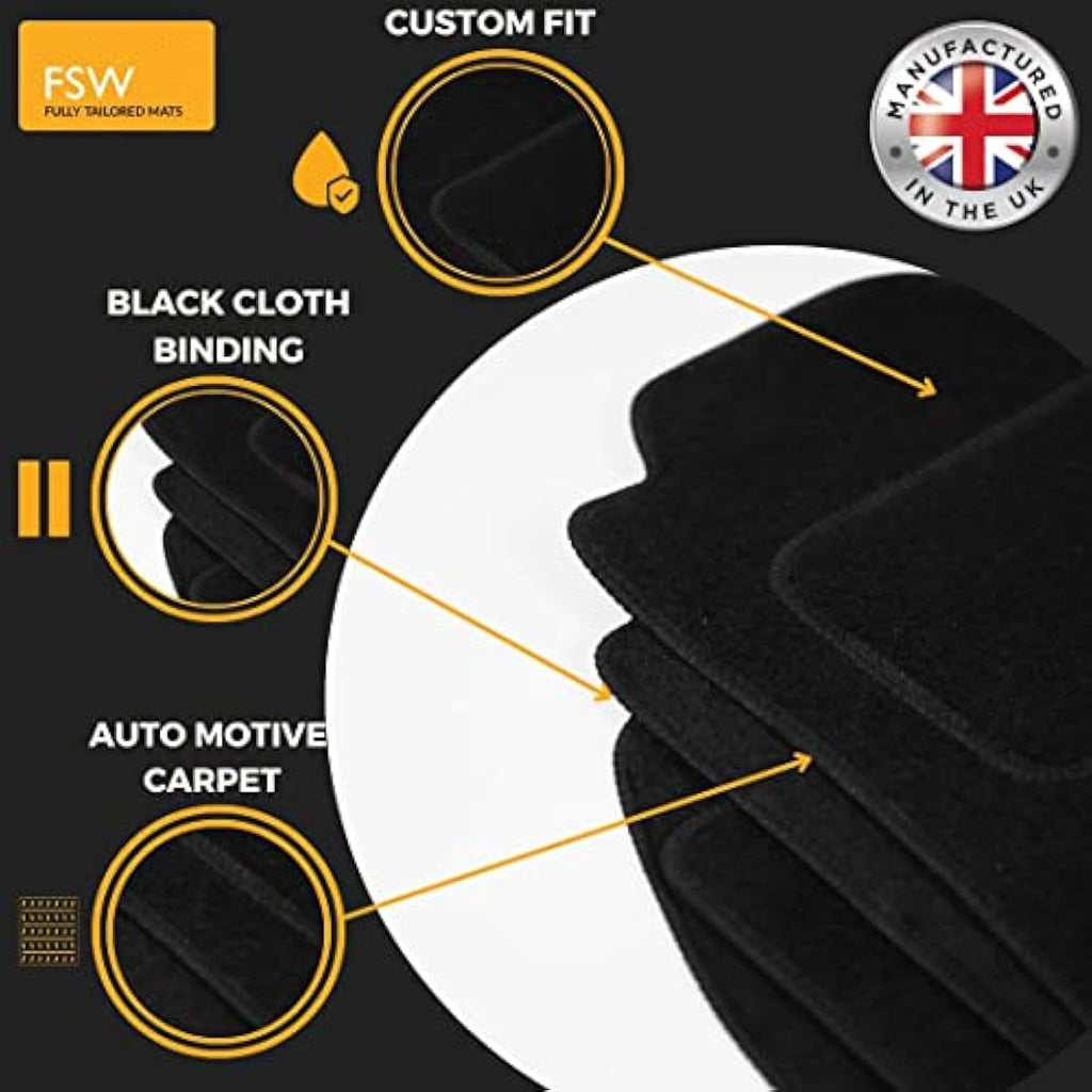 FSW Tailored Car Floor Mats for Volkswagen Polo 2009-2018 | Black Carpet