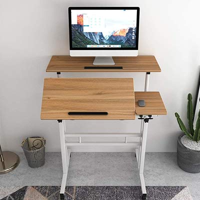 sogesfurniture Mobile Laptop Stand Desk Computer Workstation, Adjustable Notebook Cart Tray PC Table Sit-Stand Workstation with Keyboard Tray for - image 4