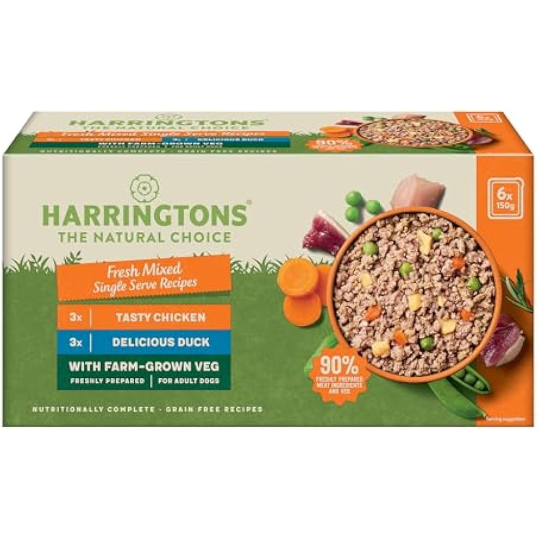 Harringtons Grain Free Wet Dog Food Mixed Pack - Chicken & Duck 6x150g