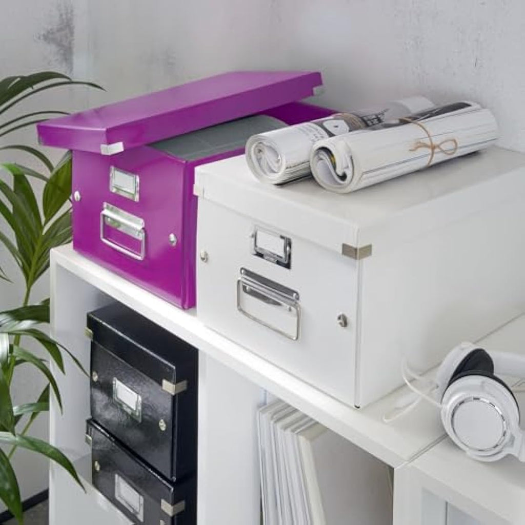 Leitz Click and Store A4 Medium Storage Box | Purple Document Organizer
