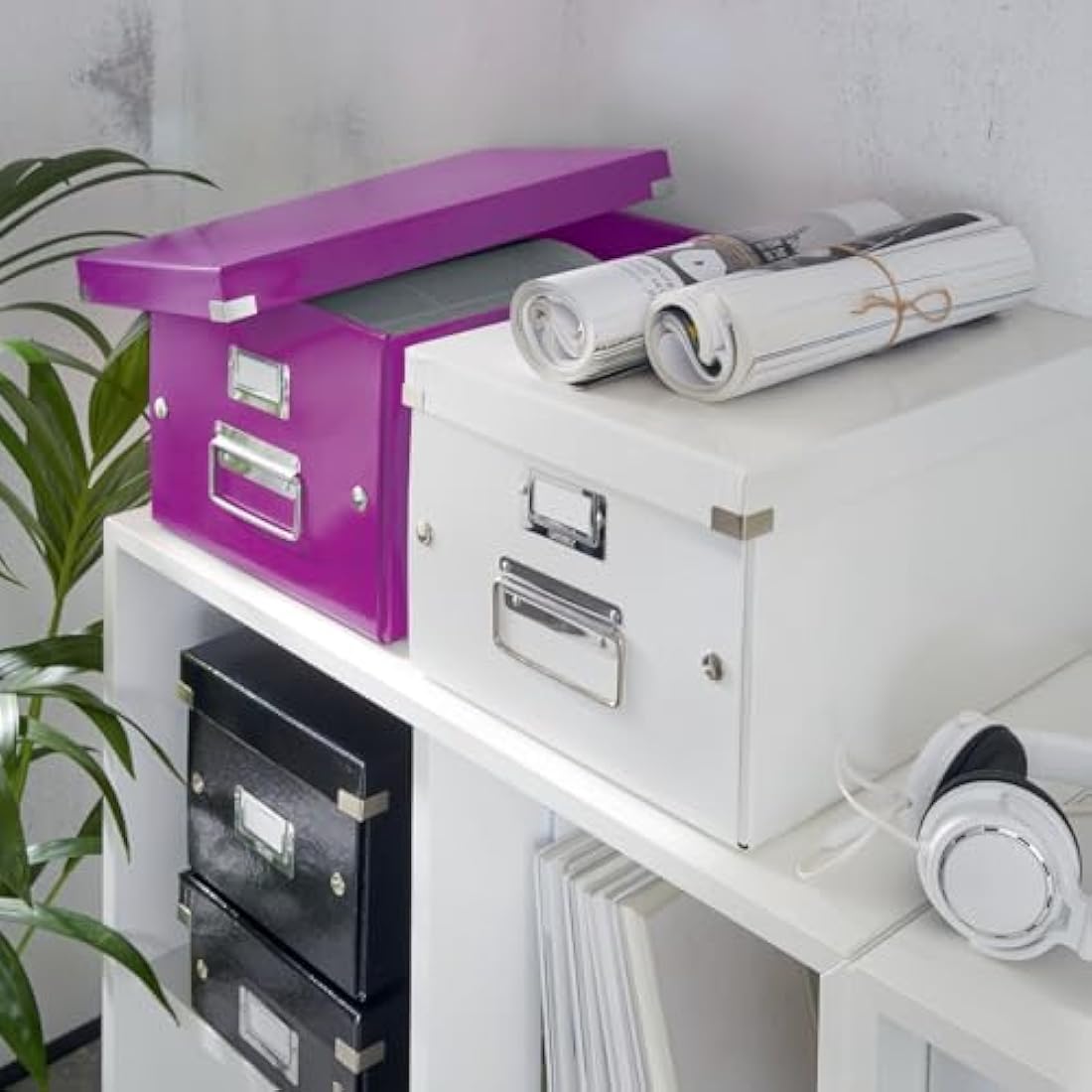 Leitz Click and Store A4 Medium Storage Box | Purple Document Organizer