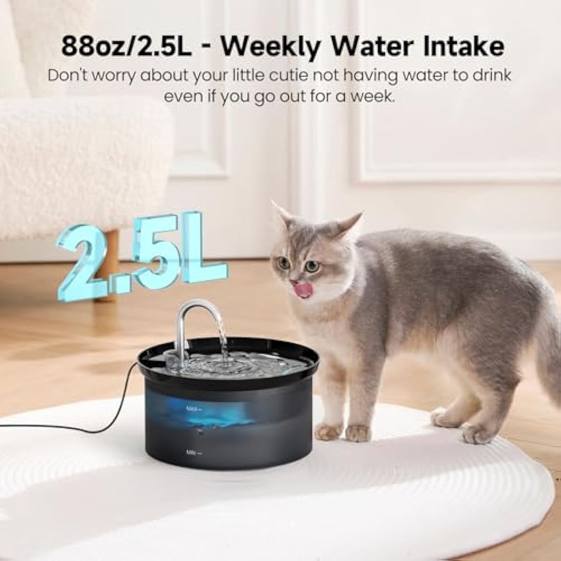 Cat Water Fountain - 2.5L Silent Faucet with 12 Filters