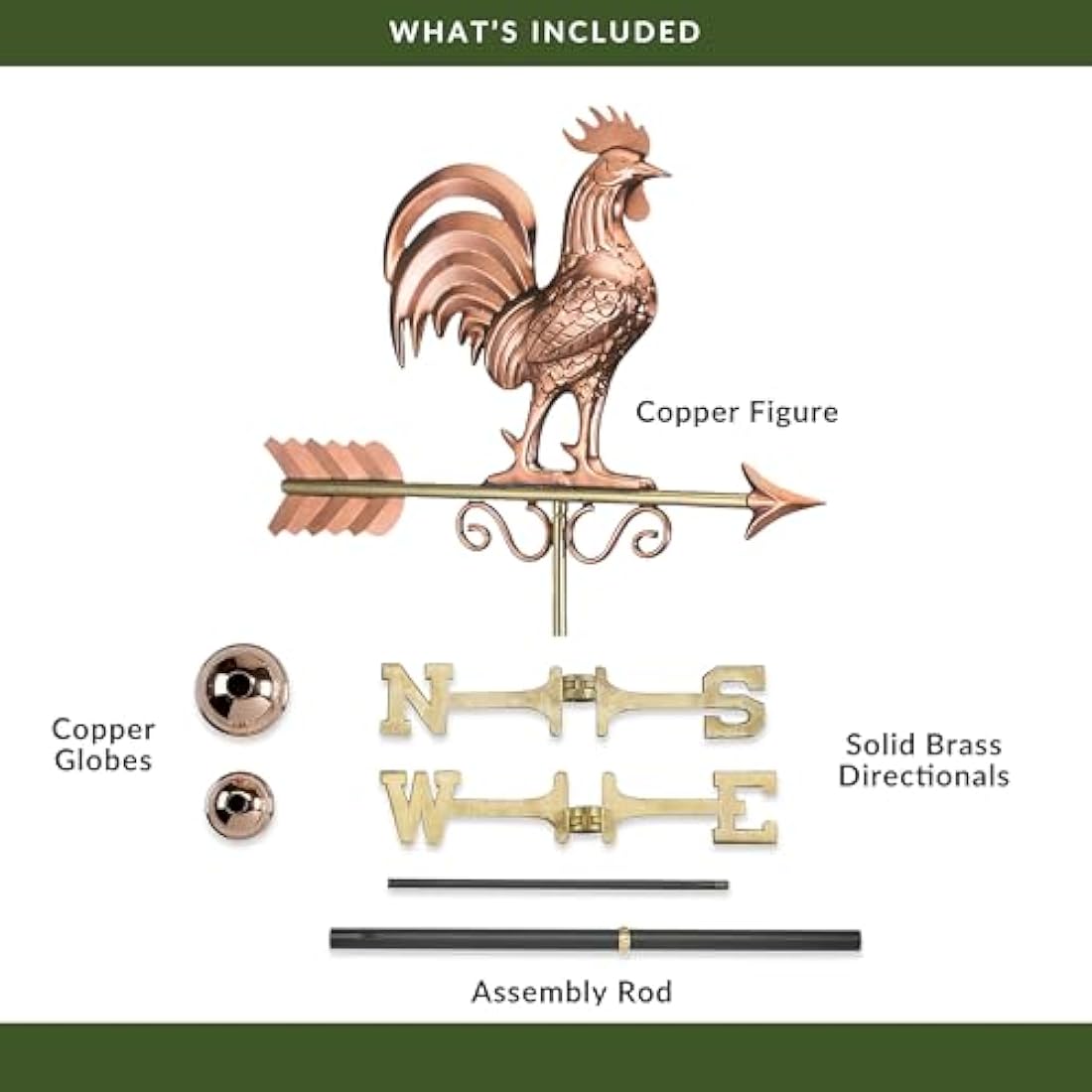 Good Directions Bantam Rooster Weathervane – Pure Copper Garden Decor