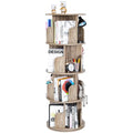Nisorpa 4-Tier Rotating Bookshelf | 360° Spinning Wooden Bookcase