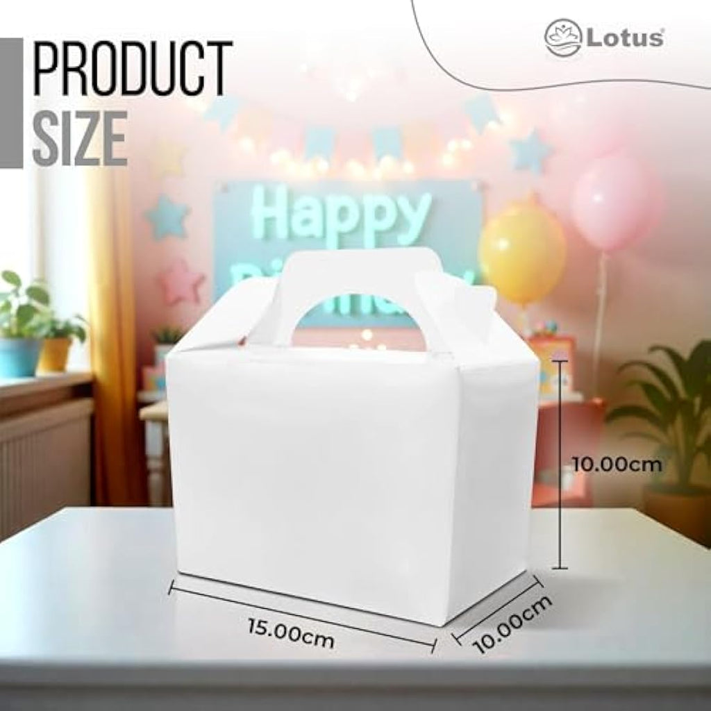 Lotus White Kids' Party Favor Boxes – 50-Pack Recyclable Loot Containers