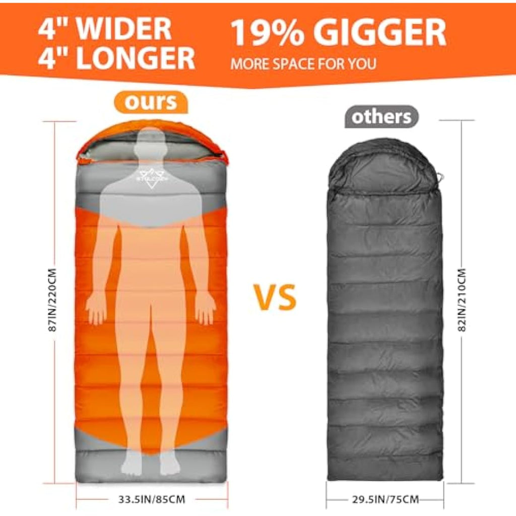 ETGLCOZY XL Sleeping Bag | 4-Season Cold Weather Camping with Compression Sack