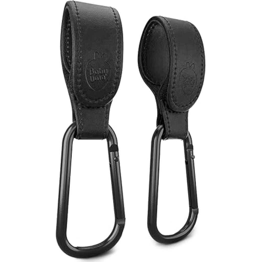 Baby Uma Leather Buggy Clips – Universal Pram Hooks (2 Pack) | Black