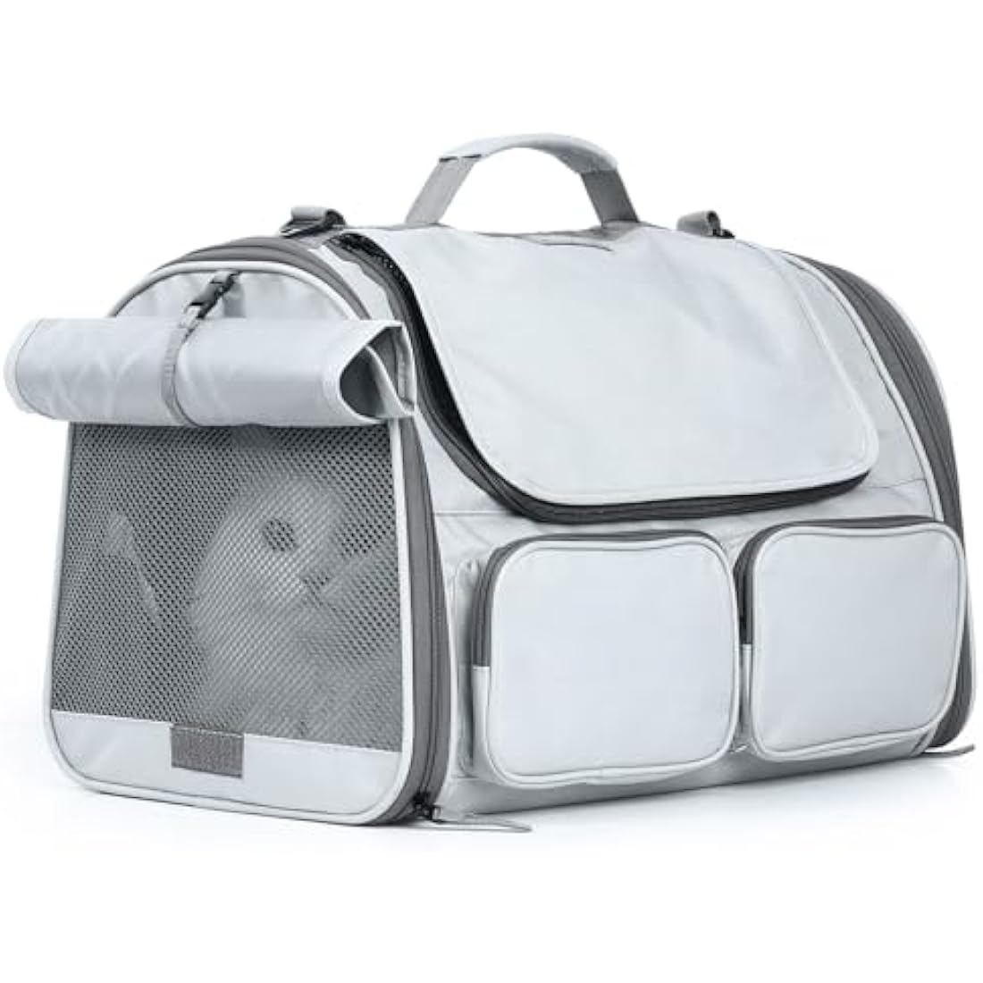 FUKUMARU Airline Approved Cat Carrier – Soft-Sided Pet Travel Bag, Grey