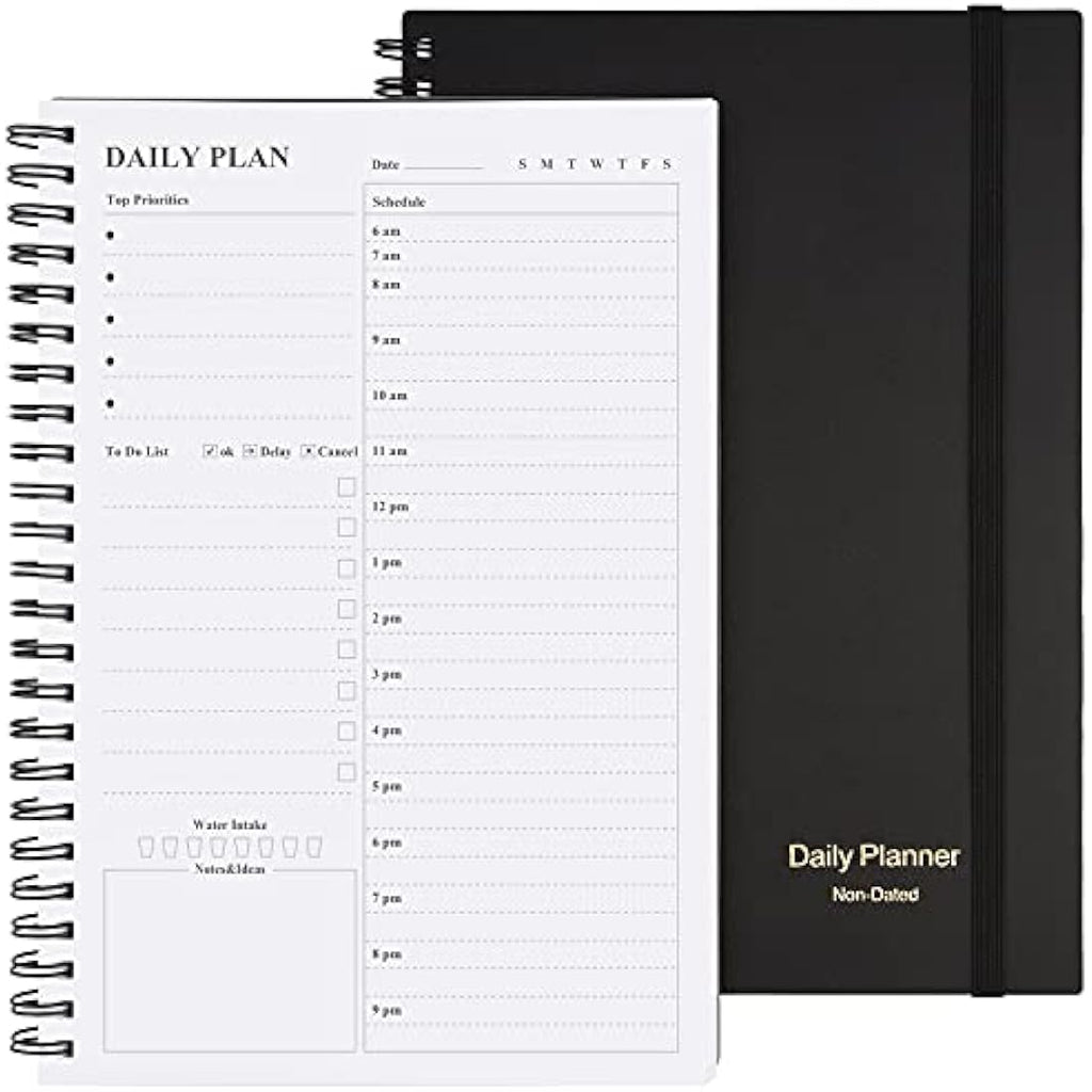 Jolof Store Undated Daily Planner – Hourly Task Notebook with PVC Cover