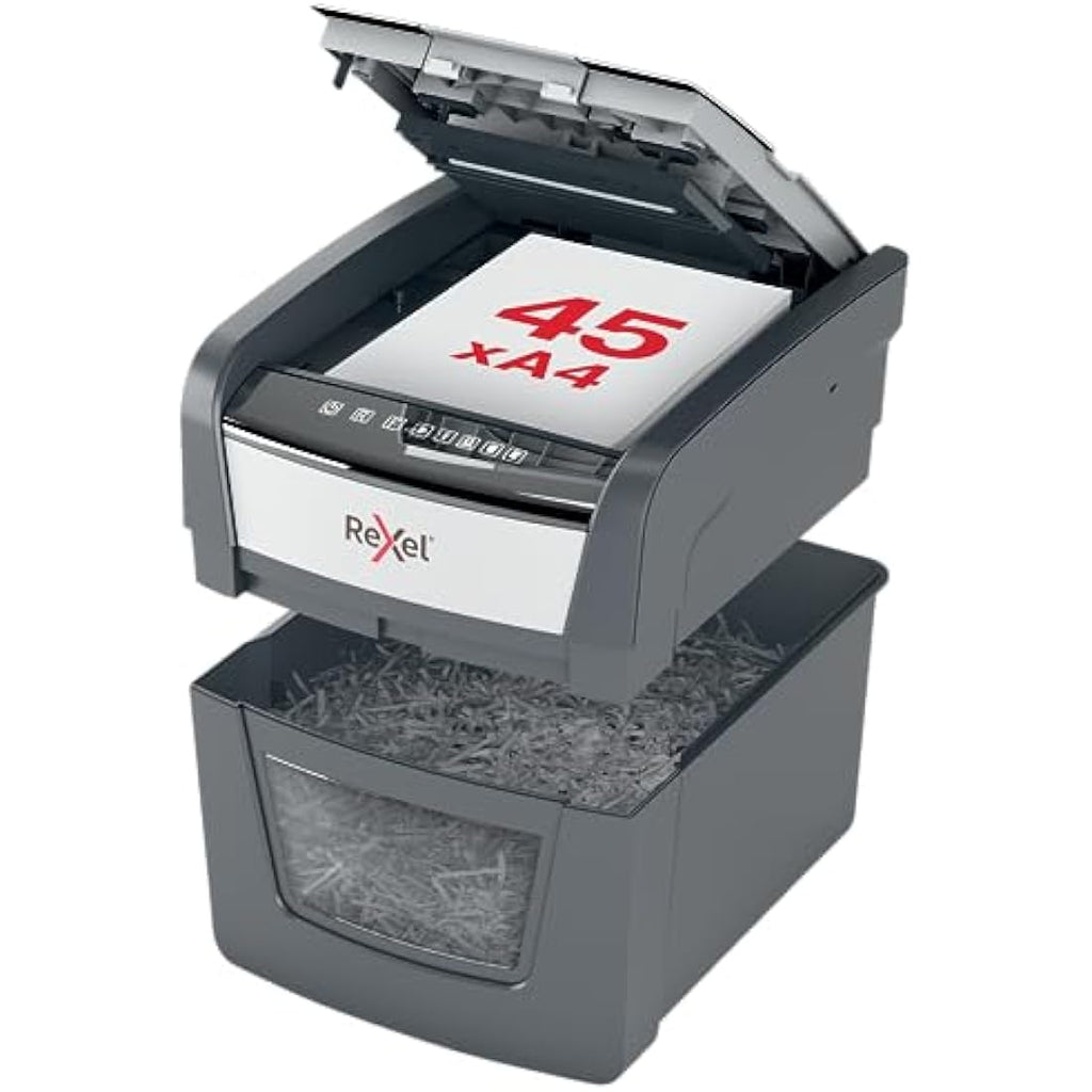 Rexel Optimum Auto Feed 45X Cross Cut Paper Shredder | 20L Bin, P-4