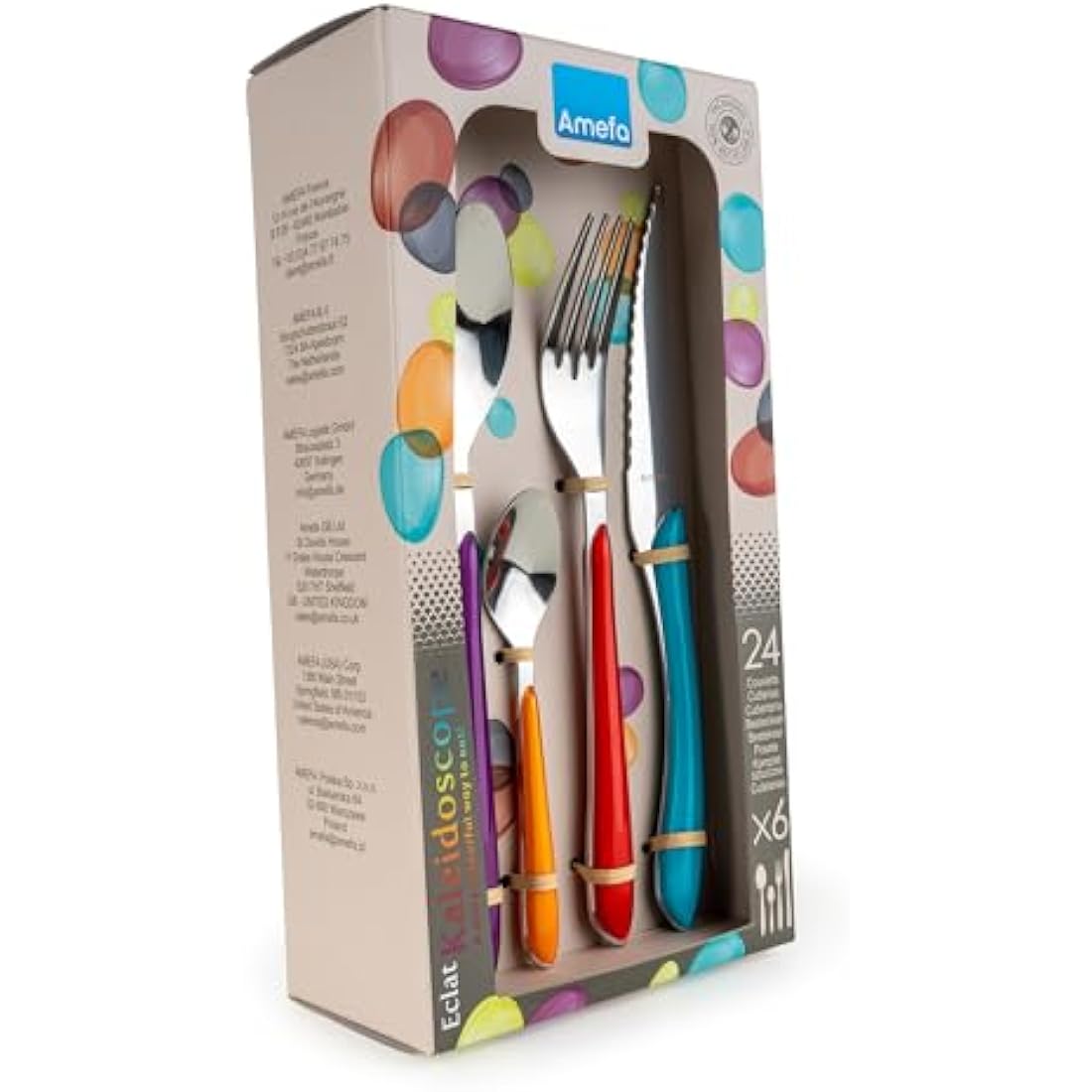 Amefa ECLAT 24pc Cutlery Set – Colorful 18/0 Stainless Steel Dining