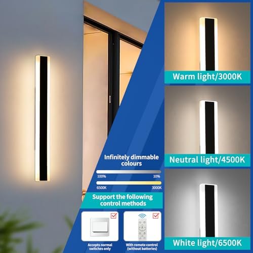 Mikeru Modern 80cm Dimmable Outdoor Wall Light | IP65 Waterproof 2-Pack