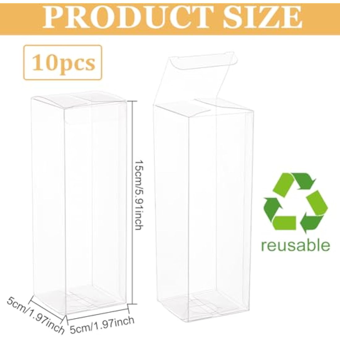 BENECREAT 30PCS Clear PVC Wedding Favour Boxes - 5x5x15cm Gift Boxes